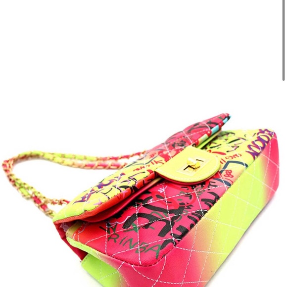 Colorful Graffiti Crossbody Purse (Red Yellow Green) - Picture 2 of 8